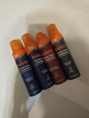 New Mens Mando Whole Body Spray Deodorant Bourbon Leather Mt Fiji Sport Spray x4